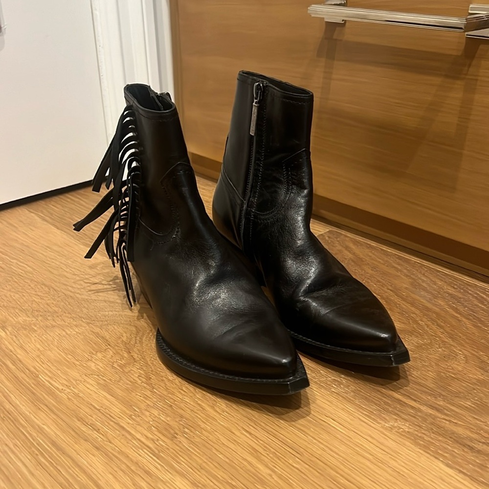Saint Laurent Black Leather Booties